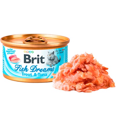 Brit Fish Dreams, консервы для кошек с тунцом и лососем, 80 гр