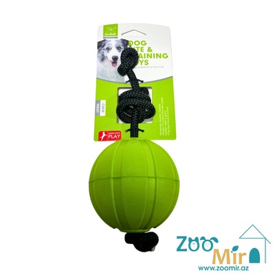 Nunbell, игрушка мяч на веревке с ручкой для собак, 9 см (цвет: зеленый) (цена за 1 игрушку)
