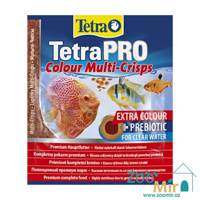 TetraPRO Colour Multi-Crisps, сбалансированный основной корм для пресноводных декоративных рыб, усилитель окраса, чипсы, 12 гр.