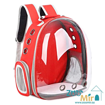 Nunbell, рюкзак-переноска, со сферическим иллюминатором, для собак мелких пород и кошек, 42х25х35 см (цвет: красный)
