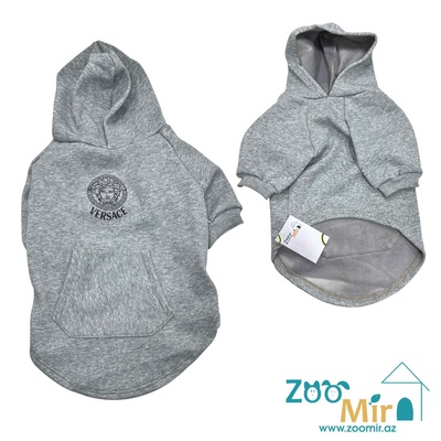 ZooMir, утепленный худи из трикотажной ткани и флисовой изнанкой, для собак, 11 - 15 кг (размер ХL) (цвет: серый)