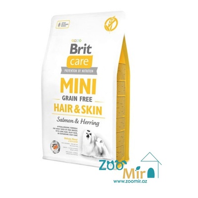 Brit Care Mini Hair&Skin, беззерновой сухой корм  для собак мелких пород с лососем для кожи и шерсти, 7 кг (цена за 1 мешок)