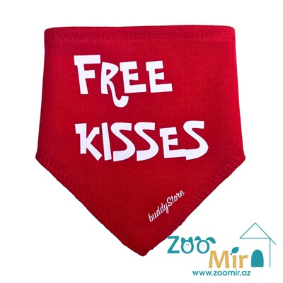 Buddy Store, модель "FREE KISSES" , бандана платок на шею, для собак мини пород и кошек, 13х15 см (цвет: красный)