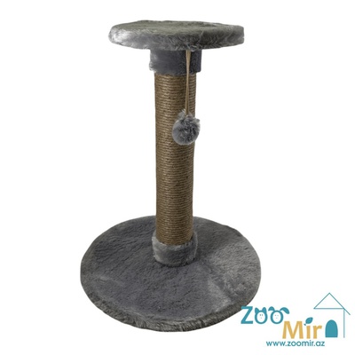 Zoomir, когтеточка с круглым основанием и полкой на верху, для кошек и котят, 50х40х40 см (размер М)(цвет: серый)