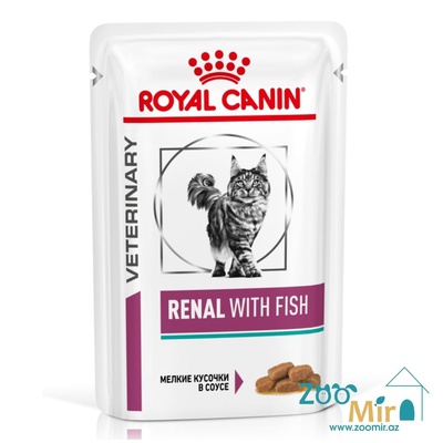 Royal Canin Renal with Fish, диетический влажный корм для взрослых кошек с рыбой для поддержания функции почек при острой или хронической почечной недостаточности (соус), 85 гр