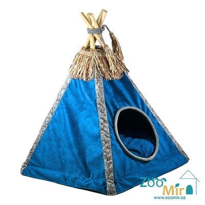 ZooMir, модель "Вигвам 2", для мелких пород собак и кошек, 65х65х60 см (цвет: синий)