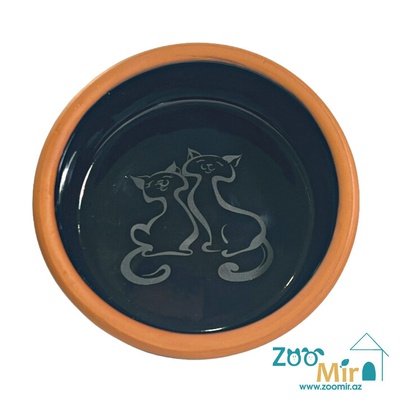 ZooMir, глиняная миска для кошек, 0.45 л (цвет: внутри черный)