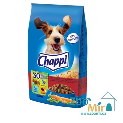 Chappi, сухой корм для взрослых собак с говядиной, птицей и овощами, 500 гр (цена за 1 пакет)