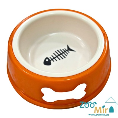 KIT, миска пластиковая круглой формы для собак мелких, средних пород и кошек, диаметр 18 см, 0.5 л (цвет: оранжевый)