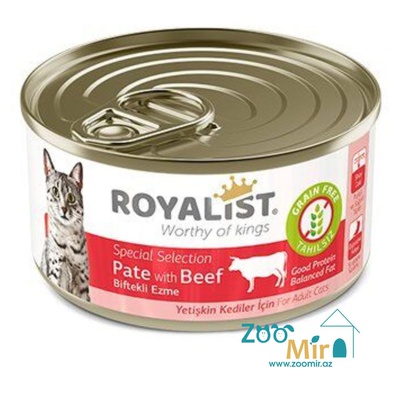 Royalist, консервы для взрослых кошек с говядиной, 80 гр