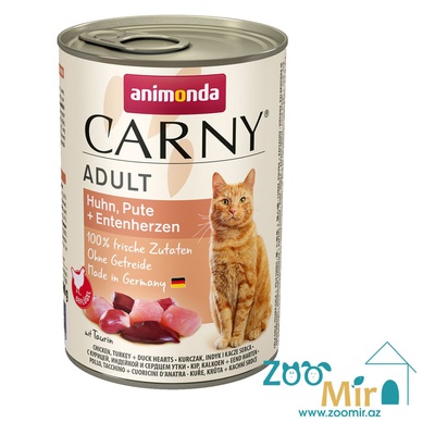 Animonda Carny Adult, консервы для взрослых кошек с курицей, индейкой и сердцем утки, 400 гр