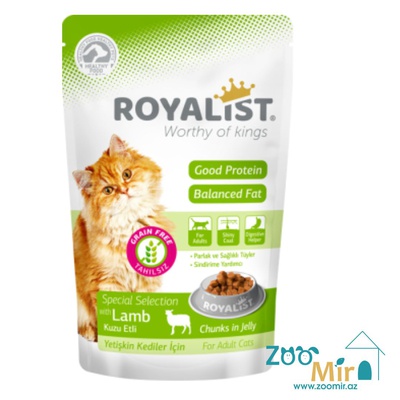 Royalist, влажный корм для взрослых кошек с ягненком (желе),  85 гр
