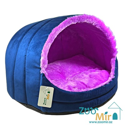 Zoomir "Blue with Purple Fur"  модель лежак "Ракушка" для мелких пород собак и кошек, 35х40х28 см (размер М)