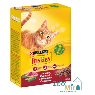 Friskies, сухой корм для кошек с мясом, курицей и полезными овощами, 400 гр (цена за 1 коробку)