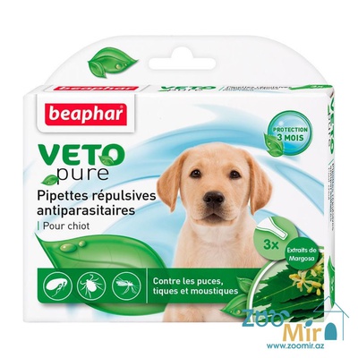 Beaphar Veto Pure Puppy, раствор для наружного применения (на холку) против клещей, блох, вшей и власоедов, для щенков (цена за 1 пипетку)