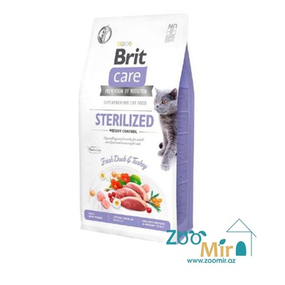 Brit Care Cat Grain Free Sterilised & Weight Control, сухой корм для стерилизованных кошек и кастрированных котов с уткой и индейкой, 2 кг (цена за 1 мешок)