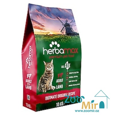 Herbamax, сухой корм для взрослых кошек с ягненком, 10 кг (цена за 1 мешок)