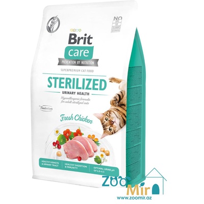 Brit Care Cat Grain Free Sterilized Urinary Health, сухой корм для стерилизованных кошек и кастрированных котов с курицей, 400 гр (цена за 1 пакет)