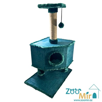 Zoomir, угловая домик-когтеточка на ножках с угловым основанием, для котят и кошек, 93х60х40 см (цвет: изумруд)