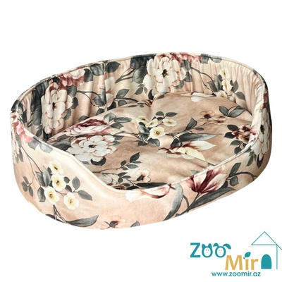 Zoomir, модель лежаки "Матрешка" для мелких пород собак и кошек, 55х42х14 см (размер L)(цвет:  бежевый с рисунком)