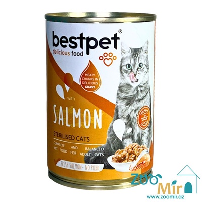 BestPet, консервы для стерилизованных кошек с лососем в соусе, 400 гр
