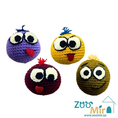 ZooMir, игрушка вязанная в форме смайликов, для собак и кошек (выпускается в разных цветах)(цена за 1 игрушку)