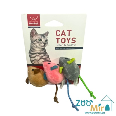 Nunbell Cat Toys, игрушка в форме мышек (набор из 3 мышек), для котят и кошек (цена за 1 набор)