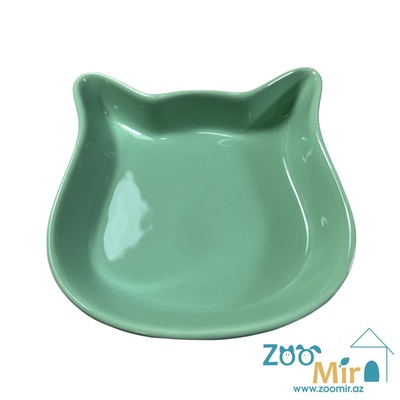 Trixie модель "Кошачья морда", керамическая миска для кошек, 0.25 л (оливковый)