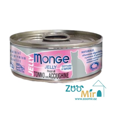 Monge Jelly Tonno con Acciughine, консервы для взрослых кошек с тунцом и анчоусами, 80 гр