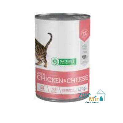 Nature's Protection with Chicken & Cheese, влажный корм для взрослых кошек с курицей и сыром, 400 г.
