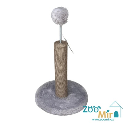 Zoomir, интерактивная игрушка когтеточка с квадратным основанием, для котят и кошек, 23х23х49 см (цвет: серый)