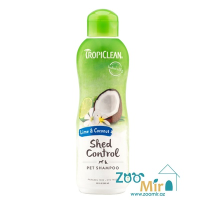 TropiClean Lime & Coconut Shed Control Dog & Cat Shampoo, отшелушивающий и увлажняющий шампунь, для собак и кошек, 355 мл.