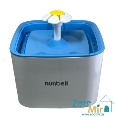 Nunbell Pet Water Fountain, поилка фонтан квадратной формы для собак и кошек, 19х19 см (цвет: бело-синий)