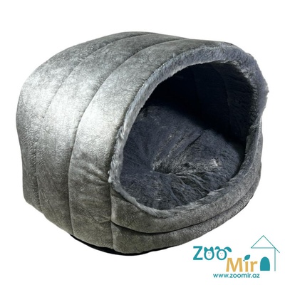 Zoomir, модель "Ракушка" для мелких пород собак и кошек, 35х40х28 см (размер М)(цвет: серый с среым мехом )