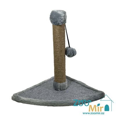 ZooMir, когтеточка с комбинированным угловым основанием, для котят и кошек, 42х30х30 см (размер S)(цвет: серо-серый 2)