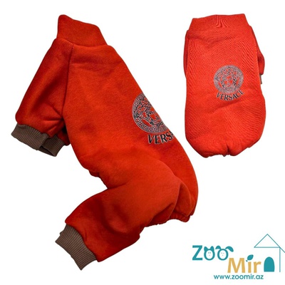 ZooMir, утепленный комбинезон из трикотажной ткани и флисовой изнанкой, для собак мини пород и кошек, 2 - 4 кг (размер S) (цвет: кирпичный)