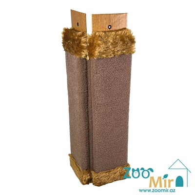 ZooMir "Brown with Brown Fur", прямоугольная ковровая угловая когтеточка, 51х23х2.5 см