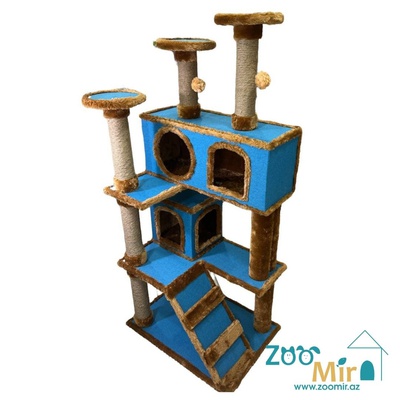Zoomir "Big Cat Home", четырех ярусный домик когтеточка, для котят и кошек, 157х72х50 см (синий)