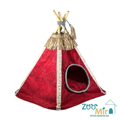 ZooMir, модель "Вигвам 2", для мелких пород собак и кошек, 65х65х60 см (цвет: красный)