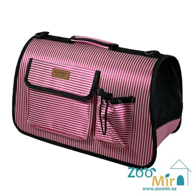KI, сумка-переноска для мелких пород собак и кошек, 28х54х21 см (Размер L, цвет: розовый в полоску)