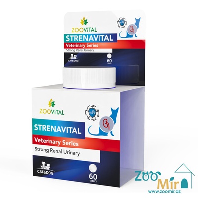 ZOOVITAL Strenvital, кормовая добавка предназначенных для лечения струвитных камней и поддержки функции почек, для собак и кошек, 60 таб