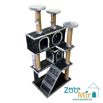 Zoomir "Big Cat Home 1", четырех ярусный домик когтеточка, для котят и кошек, 157х72х50 см (цвет: серый)