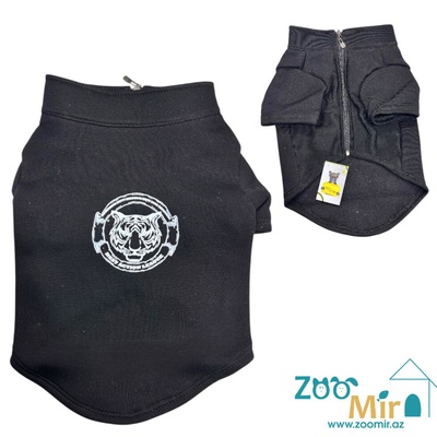 ZooMir, утепленный худи c замком из трикотажной ткани и флисовой изнанкой, для собак, 11 - 15 кг (размер ХL) (цвет: черный)