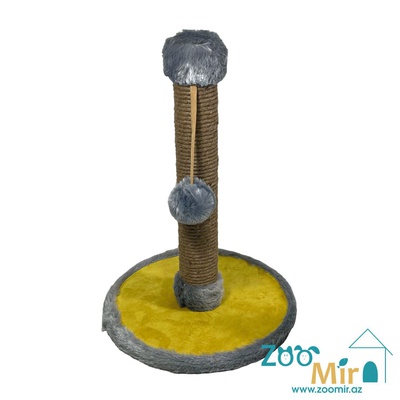 Zoomir, когтеточка с комбинированным круглым основанием, для котят и кошек, 42х30х30 см (размер S)(цвет: серо-желтый)