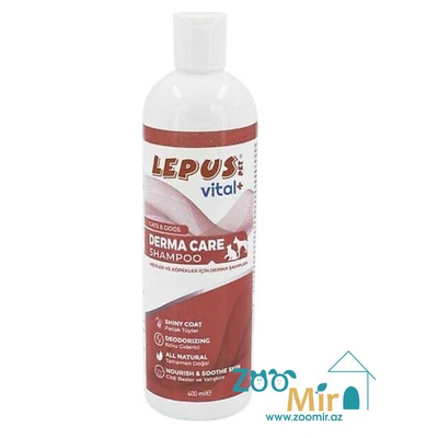 Lepus Pet Vital Derma Care Shampoon,  шампунь для чувствительной кожи, питает и восстанавливает кожу и шерсть, придавая им блеск и здоровое сияние, для собак и кошек, 400 мл