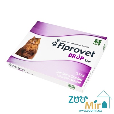 Fiprovet Drop Kedi, раствор для наружного применения (на холку) от блох и клещей, для кошек (цена за 1 пипетку)