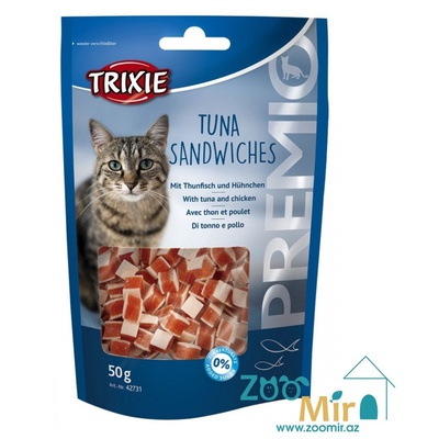 Trixie Tuna Sandwiches, кубики для кошек с тунцом и мясом птицы, 50 гр