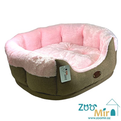 ZooMir “Light Brown with Pink Fur” модель "Диван", для мелких пород собак и кошек, 55х50х25 см (размер M)