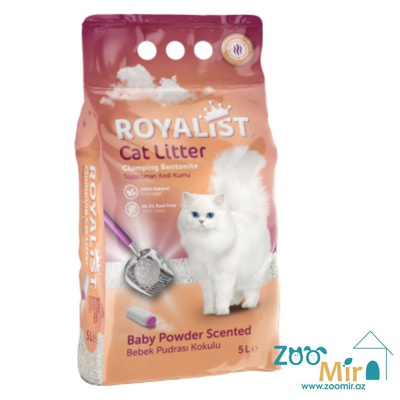Royalist, натуральный комкающийся наполнитель с ароматом детской пудры, для кошек, 5 л
