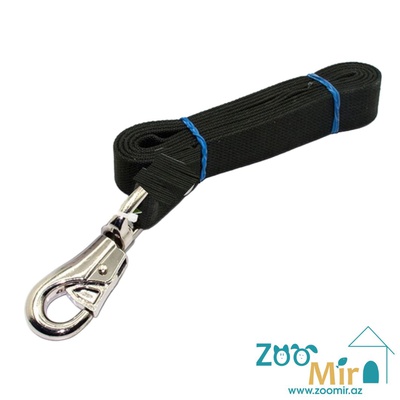 ZooMir, брезентовый поводок с бычьим карабином для собак средних и крупных пород, 5 м х 30 мм (цвет: черный)
